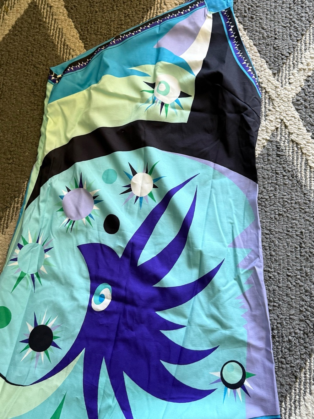 Emilio Pucci Turquoise Purple Blue Printed Silk Scarf - Picture 3 of 3